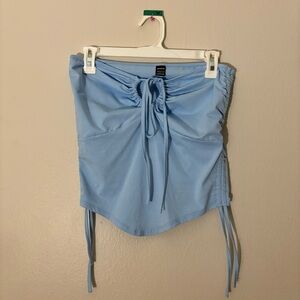 SHEIN Knot Front Drawstring Tube Top